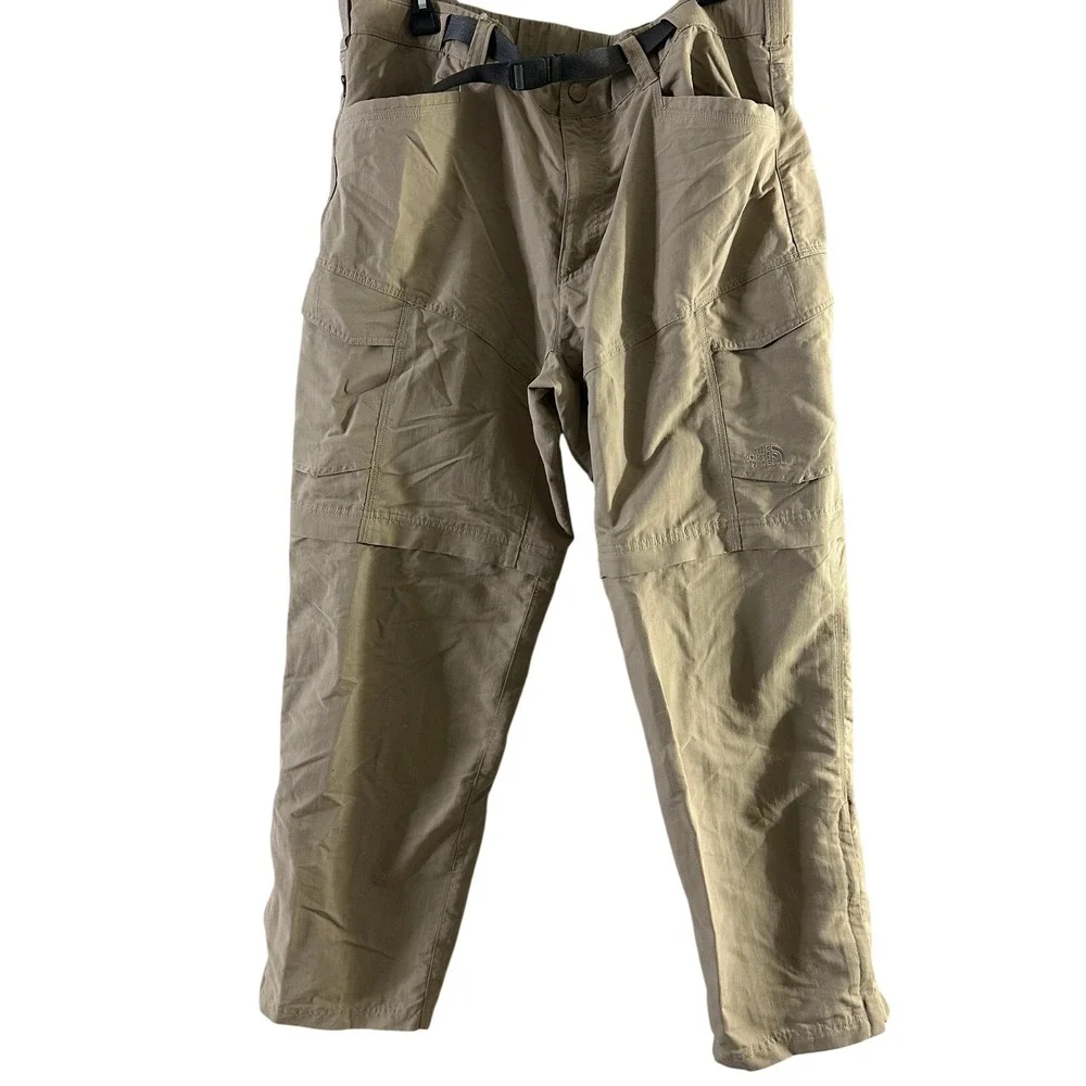 The North Face Mens XL Regular Khaki Convertible Hiking Cargo Pants Zip Off Tan